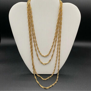 Sparkly Gold Tone Multilayered Necklace